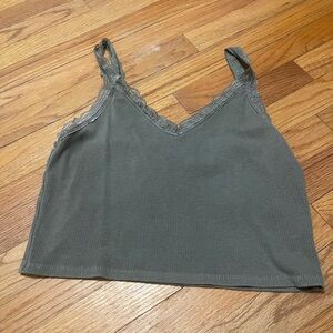Green American Eagle Lace Cropped Tank